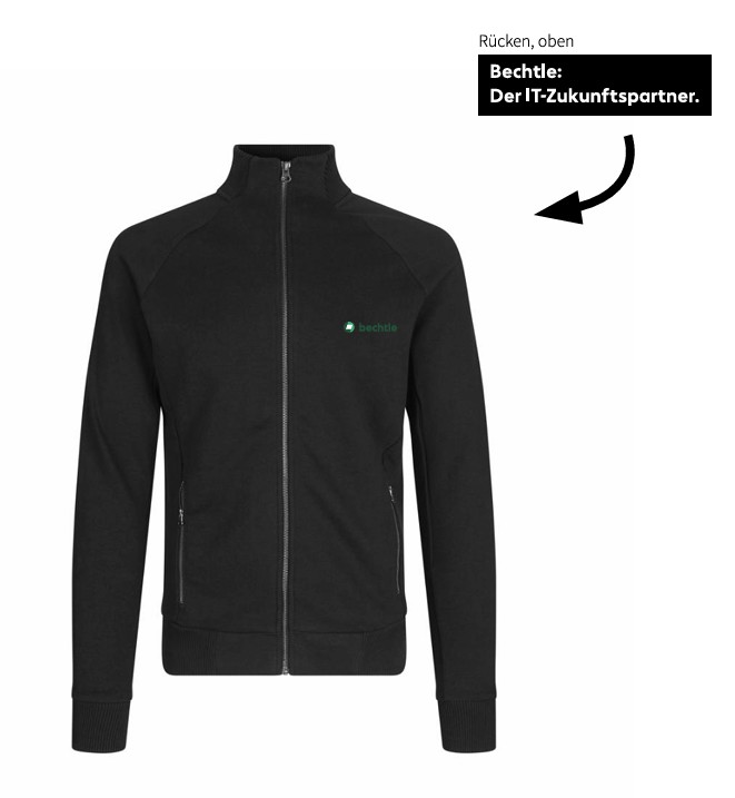 Sweat-Cardigan, Reißverschluss, Damen, Schwarz, 2XL