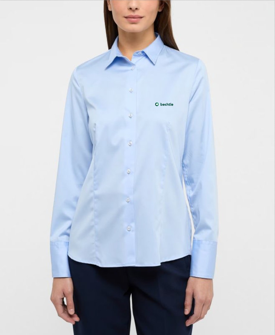 Damenbluse, TAILLIERT, Langarm (Standard), HELLBLAU, 34