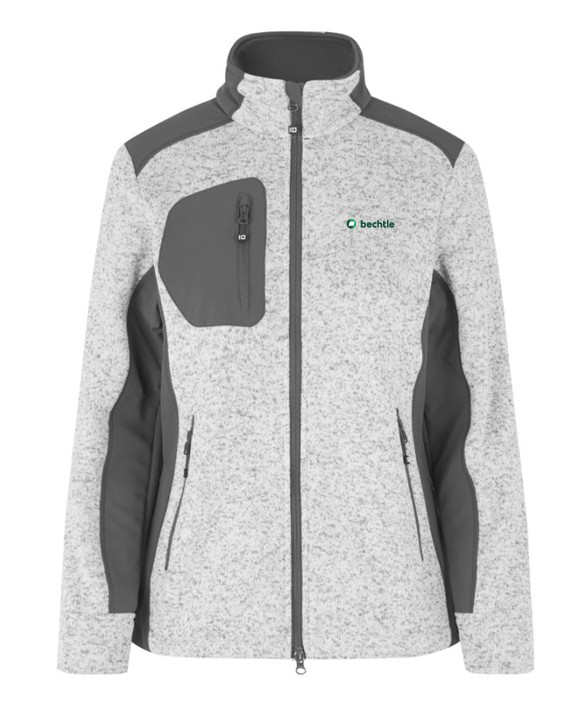 Cardigan, Strick-Fleece, Damen, Grau meliert, 2XL