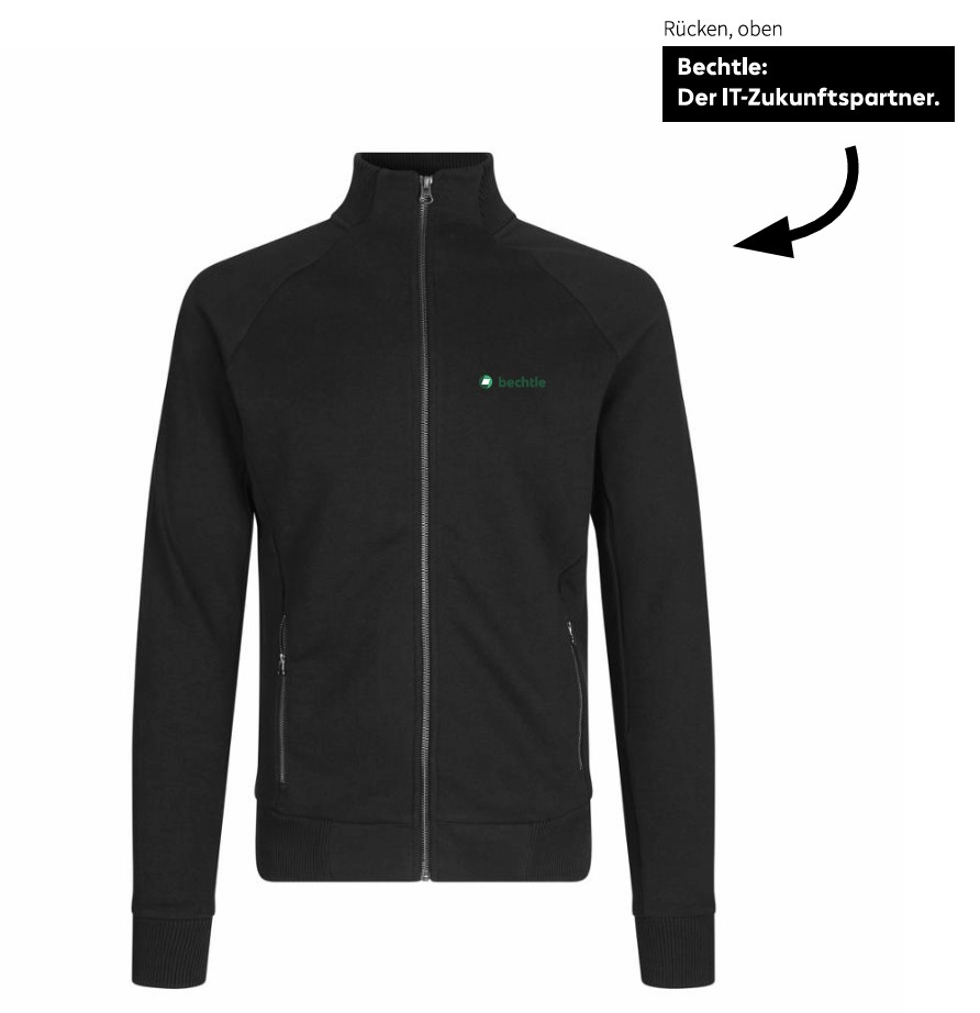 Sweat-Cardigan, Reißverschluss, Schwarz, 2XL